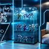 BIYFSDS Vetrina in vetro con LED, vetrina a colonna a 3 ripiani per collezione, vetrina da vino in vetro a 2 ante e serratura, mobile da collezione verticale vetrina di stoccaggio (nero-2 porte, 79 x 35 x 124
