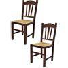 t m c s Tommychairs - Set 2 sedie modello Silvana per cucina bar e sala da pranzo, robusta struttura in legno di faggio color noce scuro e seduta in paglia