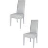 t m c s Tommychairs - Set 2 sedie imbottite modello Luisa per cucina e sala da pranzo, robusta struttura in legno di faggio grigio chiaro, seduta e schienale rivestiti in pelle artificiale grigio chiaro