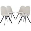 Homy Casa- Set di 4 sedie da pranzo girevoli in tessuto, design con seduta imbottita, per soggiorno e cucina, con gambe nere in metallo, beige