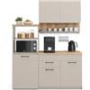 Vicco Cucina monoblocco Egbert, Grigio, 160 cm con tavolo allungabile, con asciuga piatti integrato e ripiani laterali