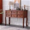 YITAYMLI Tavolo Consolle Vintage in Stile Rustico Legno Massello con Cassetti, Tavolo da Ingresso con Ampio Spazio di Archiviazione, Credenza/Armadio da Tè per Corridoio(Light Walnut,120cm/47.2in)