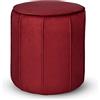MG Design Pouf rotondo imbottito 42 x 45,5 cm in Rosso con cuciture decorative - Seduta compatta per salotto o camera da letto