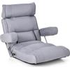 RELAX4LIFE Sedia da Pavimento Pieghevole, Schienale Reclinabile 6 Posizioni, Poltrona Divano Relax con Braccioli, Sedia Imbottita Ideale per Lettura, Meditazione, Gaming, 80 x 72 x 75 cm (Grigio)