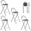 ZZINOKE Set di 4 Sgabello Bar Pieghevole, Nessun Montaggio Richiesto,Sgabello Pieghevole Portatile per Cucina,Bistrot,Negozio,Eventi all'Aperto, Altezza seduta 61 cm (Argento e Nero)