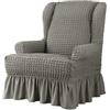CZADMXP Copripoltrona con Orecchie Jacquard Copridivano con Volant Gonna, Lavabile Rimovibile Coprisedie per Reception Camera da Letto (Grigio Chiaro)