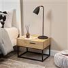 [en.casa] Comodino con Cassetto Tavolino Basso da Divano 39 x 55 x 40 cm Mobiletto con Piedistallo in Metallo - Nero/Effetto Rovere