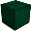 MG Design Pouf contenitore imbottito 45 × 45 cm Verde - capacità ca. 50 L, fino a 300 kg, superficie morbida con leggero riflesso, struttura in legno massiccio, già montato e facile da pulire
