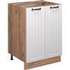 Vicco Mobiletto base cucina Fame-Line, Bianco rustico, 60 cm senza piano di lavoro, per la combinazione con altri moduli della serie Fame-Line