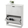 Mendler Scarpiera salvaspazio con 2 Ante a ribalta HWC-K45 MDF Legno paulonia Bianco Shabby