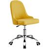 Brigros WeHome - Sedia Scrivania Modello ABBY, Sedia Poltroncina in Lino, Sedia Ufficio Girevole, Base Cromata E 5 Ruote, Sedia Da Scrivania Per Cameretta, Ufficio, Studio, Arredo Casa (Yellow, ABBY)