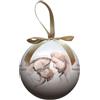 SHALOM - Pallina Natalizia con Sacra Famiglia E Preghiera. Diametro 7,5 Cm