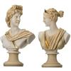 BeautifulGreekStatues Artemis E Apollo Busto Statue Greche Figurina di Dio Tono Dorato 15cm