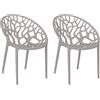 Totò Piccinni Sedia Poltroncina JUNGLE in Polipropilene Moderna Design Impilabile (Grigio, 2)