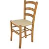 t m c s Tommychairs - Sedia modello Venice per cucina bar e sala da pranzo, robusta struttura in legno di faggio color rovere e seduta rivestita in tessuto colore canapa