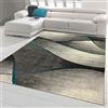 Teppich-Traum Tappeto Moderno da Salotto con Design a Onde in Azzurro Antracite Grigio - Molto Resistente Größe 120x170 cm