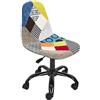 HOME DECO FACTORY THE HOME DECO FACTORY Factory Sedia da ufficio regolabile in altezza in tessuto Patchwork, poliuretano, multicolore, cm