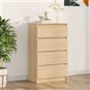 Kavolet Cassettiera con 4 cassetti, credenza per soggiorno, camera da letto, rovere Sonoma, 60 x 35 x 98,5 cm, in legno