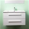 Yellowshop | Mobile Bagno Sospeso 60 cm LIRIO Cemento Bianco - 2 Cassetti Soft Close, Lavabo Ceramica, Design Moderno e Salvaspazio (Mobile con Lavabo)