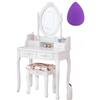BDW TL01 Toeletta - con specchio, cassetti e sgabello - Tavolino - per camera da letto, cameretta dei ragazzi -Tavolo da trucco - Tavolo da toeletta - Tavolo per cosmetici - Stile vintage - Bianco
