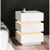 Chleby Moderno Comodino Lucido Comodini con striscia luminosa a led Bianco Comò Comodino con presa Tavolino con 3 cassetti per camera da letto, soggiorno