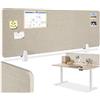 tectake® Pannello Divisorio Scrivania Noisy, Angoli Arrotondati, Fonoassorbente in Pet, Montaggio Semplice, Adatto per l' Ufficio, Scrivania, Pannelli Divisori - 160 x 40 cm, Beige