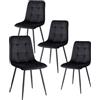 HJhomeheart Set di 4 Sedie da Pranzo Moderne, Comode Sedie da Cucina Senza Braccioli Imbottite in Velluto Olandese con Gambe in Metallo, Adatte a Camere da Letto, Studi e Soggiorni, Nere - HL