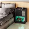 Rcynview Comodino Camera da Letto, Nero Comodini Camera da Letto con LED Regolabile, Presa e Porta USB, 2 Cassetti e 1 vano a Giorno, Credenza Soggiorno Moderno, Cassettiera Piccolo, 65x40x35cm