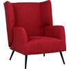 Totò Piccinni Poltrona ARIEL in tessuto con gambe in metallo, con braccioli e schienale alto design moderno (Bordeaux)