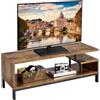 Generic Mobiletto per TV Mobile Porta Televisore a 2 Ripiani Tavolino Basso da Salotto Divano Struttura in Legno e Metallo Industriale Tavolo Vintage 40 X 40 X 106 cm (Marrone Rustico)