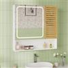 FORABAMB Specchio Bagno con Mensole Regolabili 80x16x77 cm, Specchiera Bagno con Luce LED Regolabile e Presa Elettrica, Specchio Bagno Contenitore con Controllo Touch e Specchio ad Alta Definizione