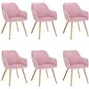 Lestarain 6 X Sedia Poltroncina da Sala Pranzo Sedie Moderne da Cucina con Schienale e Braccioli Sedia Imbottita in Velluto per Camera da Letto Soggiorno Gambe Metalliche d'Oro Rosa LCNI72005-6