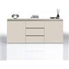 WHOUS Credenza e Buffet MAGIC per Soggiorno con 2 Ante e 3 Cassetti, Madia per Salotto, Cucina e Sala da Pranzo in Legno, 180x40x80, Cashmere