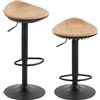 HOMCOM Set di 2 sgabelli da bar, sedie da bar regolabili in altezza, poggiapiedi girevole a 360°, seduta seduta seduta effetto legno in PU, base in acciaio, per sala da pranzo, bancone, 40 x 40 x 63