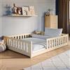 Kids Collective Letto a terra per bambini 140 x 200 cm con protezione anticaduta e rete a doghe Letto Montessori Letto per ragazzi naturale Altre misure 80 x 160 cm 90 x 200 cm 120 x 200 cm