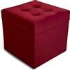 MG Design Pouf contenitore imbottito 45 × 45 cm Rosso - capacità ca. 50 L, fino a 300 kg, superficie morbida con leggero riflesso, struttura in legno massiccio, già montato e facile da pulire