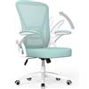 rattantree Sedia da Ufficio con Supporto Lombare, Sedia Ufficio Ergonomica con Braccioli Regolabili in Rete Traspirante, Altezza Regolabile e Schienale Inclinabile con Ruote Girevoli, Verde