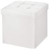 Tata Home Pouf Contenitore Poggiapiedi Ecopelle Bottoni Portaoggetti Scatola Cubo Pieghevole Salvaspazio Misura cm 38x38x39 Colore Bianco