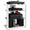 VCM Mobiletto Rack HiFi Scaffale Phono Scaffale Phono Media in Vetro Folas Mobiletto Rack HiFi Scaffale Phono Scaffale Phono Media in Vetro Folas Bianco
