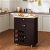 RELAX4LIFE Carrello da Cucina con Cassetti, Rotelle, 3 Portabottiglie, 3 Ante, Pannello in Legno,Credenza Cucina per Ristorante, Sala da Pranzo o Salotto, Bianco, 67 x 37 x 85 cm (MARRONE)