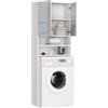 BDW Armadio per lavatrice 180 x 64 x 30 cm - Lucido mensola bagno armadio alto Lavatrice bagno armadio sovrastruttura lucido - bianco/grigio