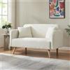 [en.casa] Divano a 2 Posti di Seduta con Rivestimento in Velluto a Corde Telaio in Legno Sofa Relax Imbottito con Braccioli Schienale e 2 Cuscini per Soggiorno Salotto - Beige