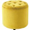 CLP Pouf Contenitore Pantin in Velluto Design Chesterfield I Poggiapiedi Divano Contenitore con Coperchio I Sgabello Puff con Piedini, Colore:Giallo