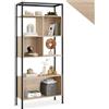 tectake® Libreria scaffale, Libreria Verticale, Scaffale in Legno, Design Industriale 5 Ripiani, Librerie Moderne Design, Telaio in Acciaio, Biblioteca - 75 x 31 x 170,50 cm - Industriale Legno Chiaro