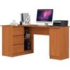 AKORD Scrivania ad Angolo B-20 | 3 Cassetti, 2 Ripiani e un Ripiano con Anta | Per l'Ufficio in Casa | 155x77x85 | 60 kg Ontano