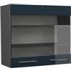 Vicco Mobile da cucina in vetro Fame-Line, Blu scuro lucido, 80 cm, per la combinazione con altri moduli della serie Fame-Line