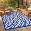 FH Home Tappeto/Tappeto in plastica Riciclata per Interni/Esterni - Reversibile - Resistente alle intemperie e ai Raggi UV - Aztec - Blue & White (180 cm x 270 cm)