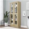 Azzrora Vetrina Soggiorno, Vetrinetta Soggiorno, Armadio Ufficio, Schedario da Ufficio, Mobiletto Ufficio, Mobile Vetrina Rovere Sonoma 82,5x30,5x185,5 cm Multistrato