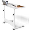 Ysgwsg Scrivania Regolabile in Altezza con Ruote, Scrivania Computer Mobile, Tavolino, Piano Tavolo Reversibile, Adatto per Tavolini da Divano, Tavolo da Ufficio Domestico. (Bianco-r, 80x40x69-90cm)