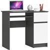 AKORD | Scrivania con Ripiano per Tastiera | Office Desk | Cassetto e Armadietto Sul Lato Destro | Scrittoio per Ufficio | Per Computer PC Laptop | 90x77x50 cm | 30 kg |